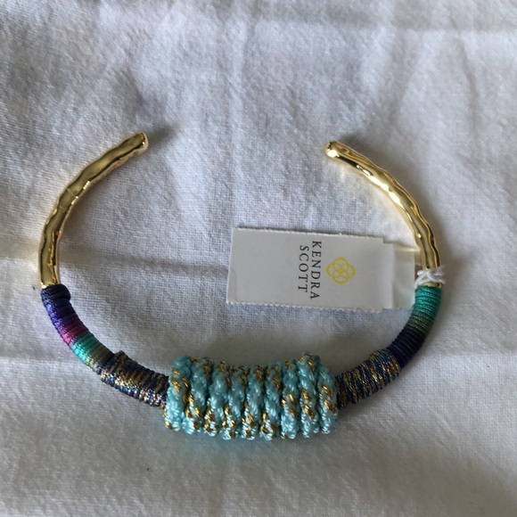Kendra Scott Masie Gold Tone Cuff Bracelet Mint Mix Paracord NWT - Picture 6 of 13